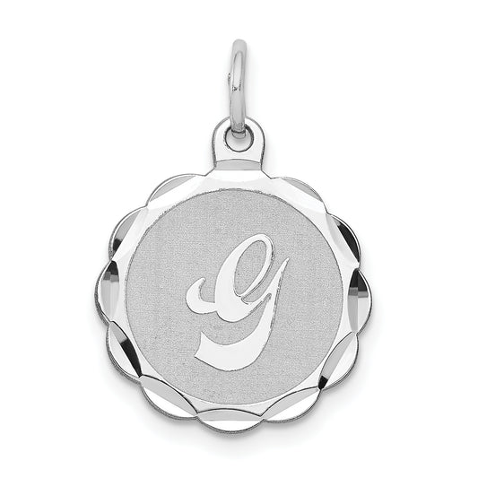 Sterling Silver/Rhodium-plated Brocaded Letter G Initial Pendant