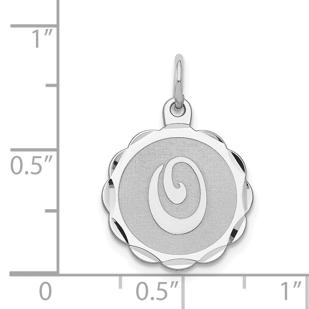 Sterling Silver/Rhodium-plated Brocaded Letter O Initial Pendant