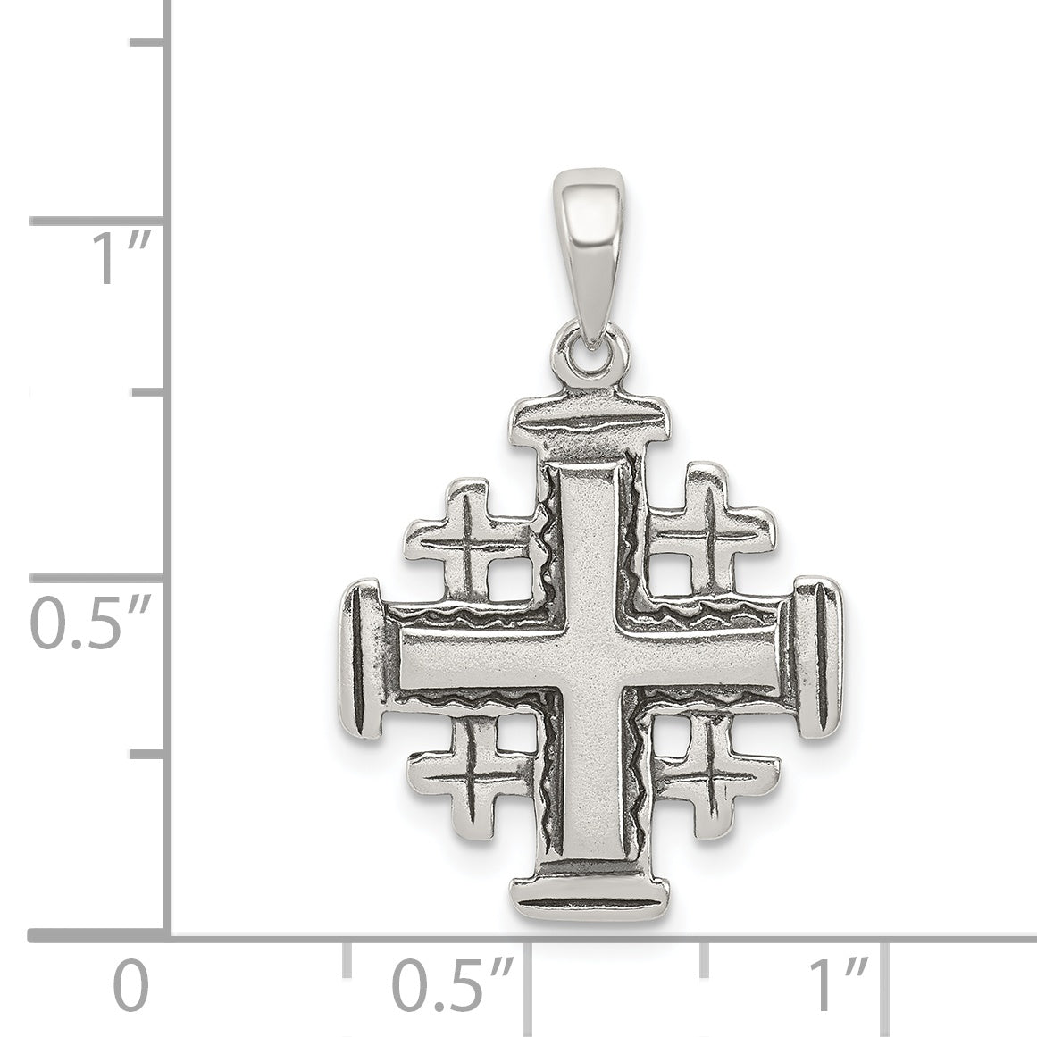 Sterling Silver Antiqued Jerusalem Crusader Pendant