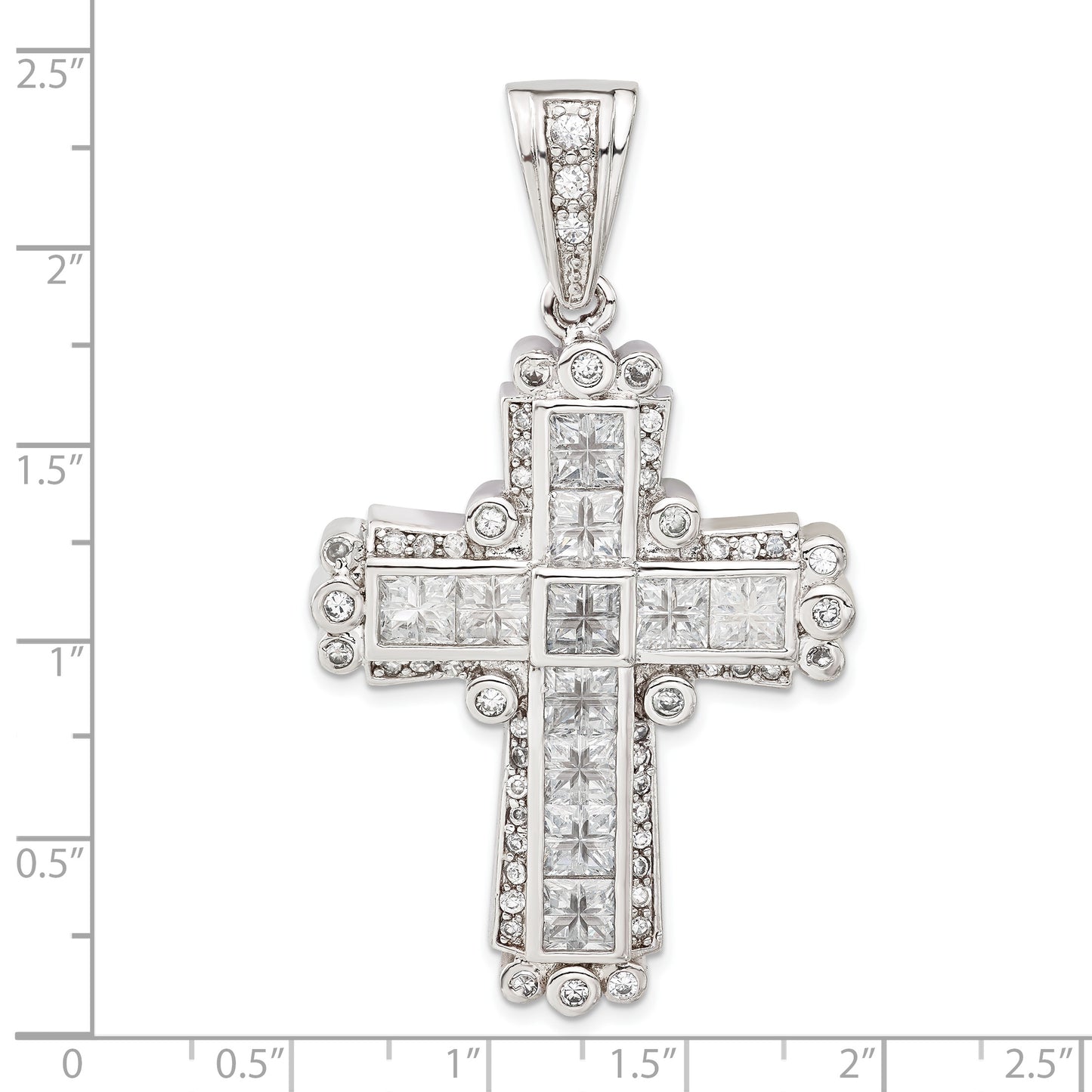Sterling Silver Polished CZ Cross Pendant