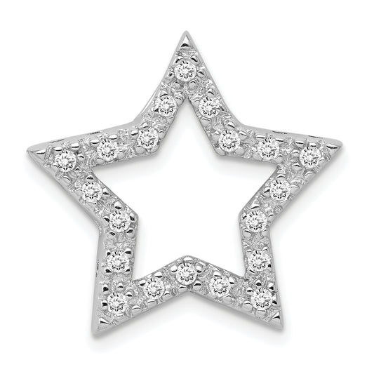 Sterling Silver Rhodium-plated CZ Star Pendant