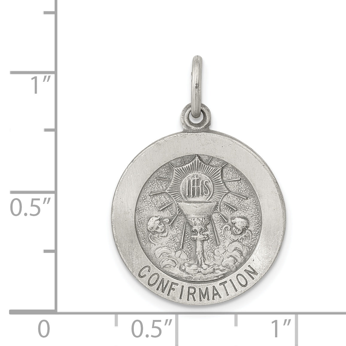 Sterling Silver Antiqued Confirmation Medal Charm