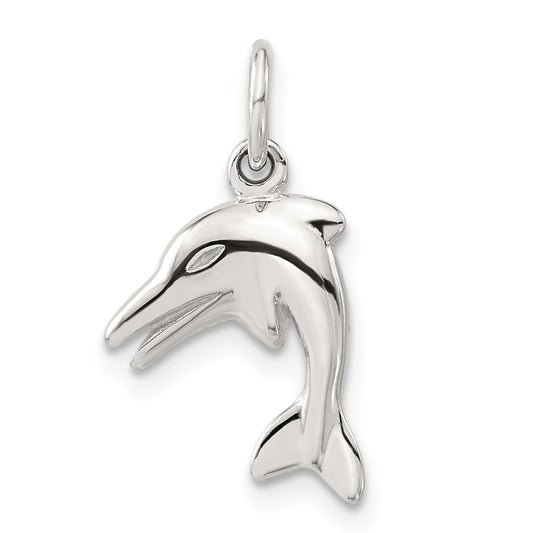 Sterling Silver Polished 3-D Reversible Dolphin Charm