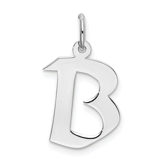 Sterling Silver Rhodium-plated Artisan Block Letter B Initial Charm