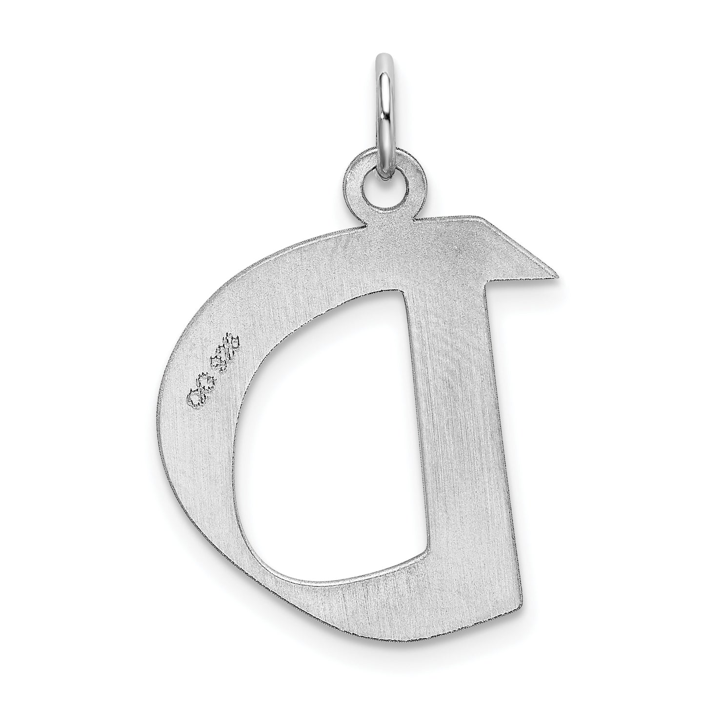 Sterling Silver Rhodium-plated Artisan Block Letter D Initial Charm
