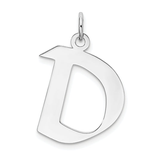 Sterling Silver Rhodium-plated Artisan Block Letter D Initial Charm