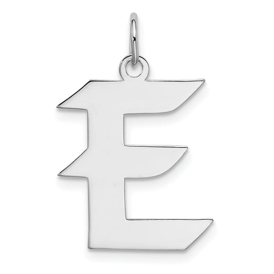 Sterling Silver Rhodium-plated Artisan Block Letter E Initial Charm