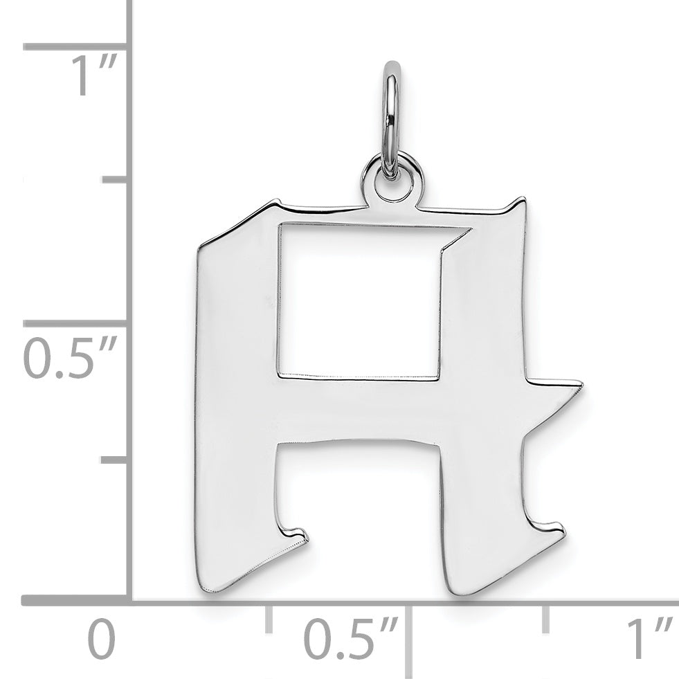 Sterling Silver Rhodium-plated Artisan Block Letter H Initial Charm