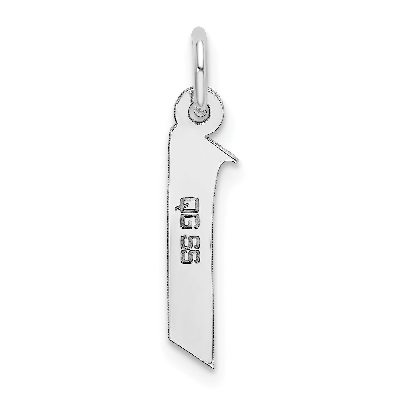 Sterling Silver Rhodium-plated Artisan Block Letter I Initial Charm