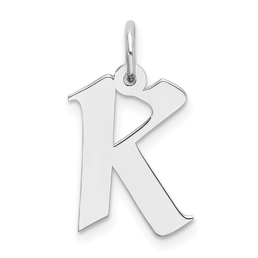 Sterling Silver Rhodium-plated Artisan Block Letter K Initial Charm