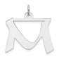 Sterling Silver Rhodium-plated Artisan Block Letter M Initial Charm
