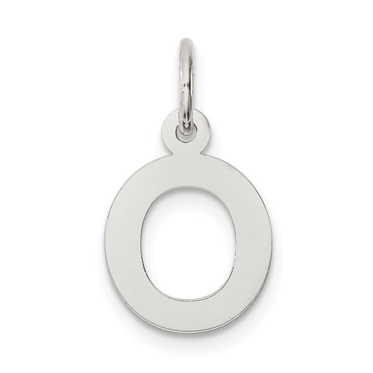 Sterling Silver Rhodium-plated Block Letter O Initial Charm
