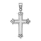 Sterling Silver Rhodium-plated Fleur-de-lis Cross Pendant