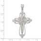 Sterling Silver Rhodium-plated CZ Filigree Cross Pendant