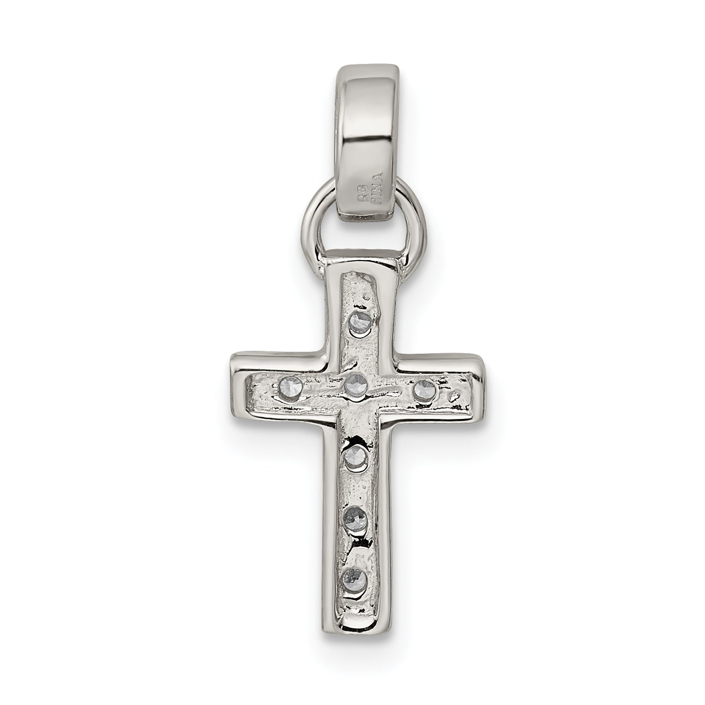 Sterling Silver Rhodium-plated CZ Latin Cross Pendant