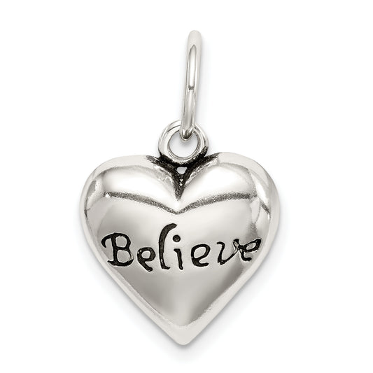 Sterling Silver Antiqued Believe Pendant
