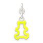 Sterling Silver Neon Yellow Enameled Teddy Bear Outline Charm
