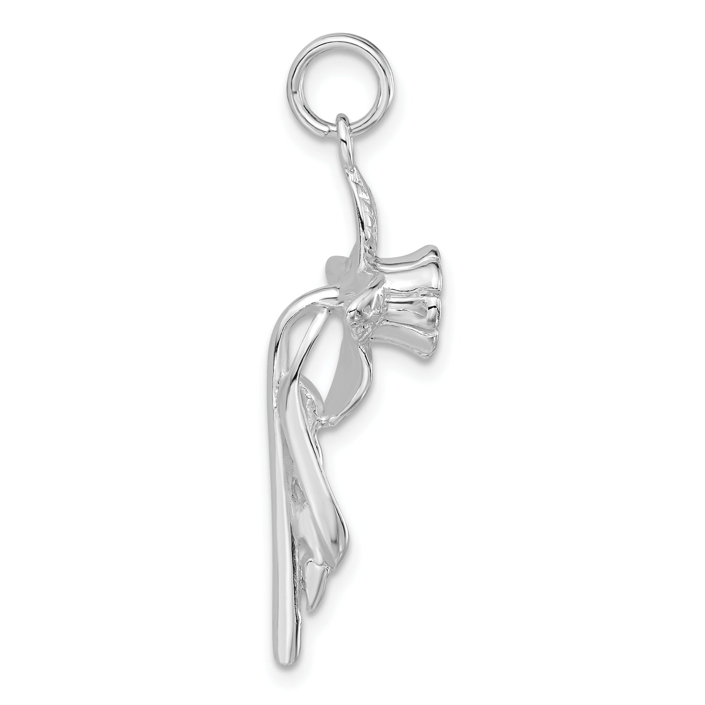 Sterling Silver Polished Flower Cross Charm