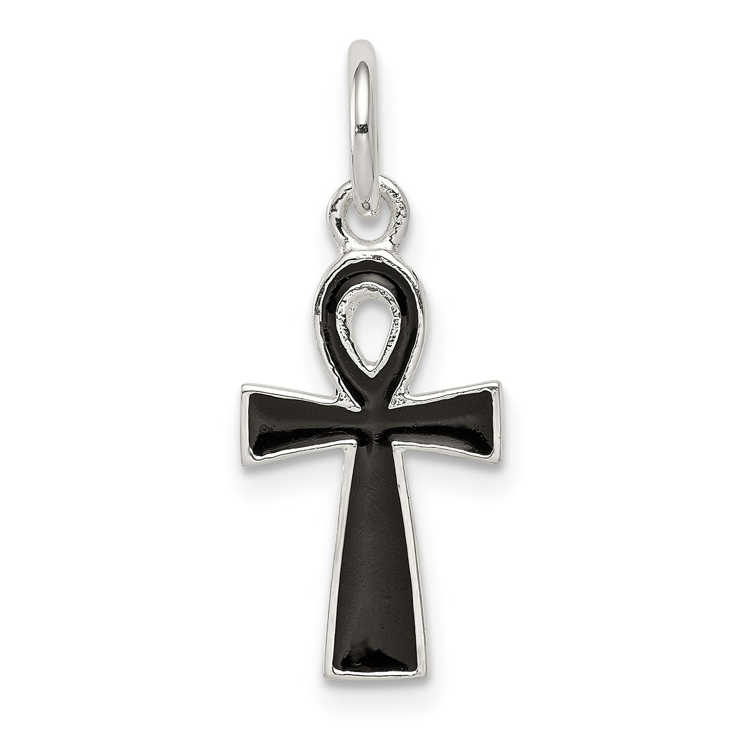 Sterling Silver Black Enamel Cross Pendant