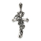 Sterling Silver Antiqued Flowered Cross Pendant