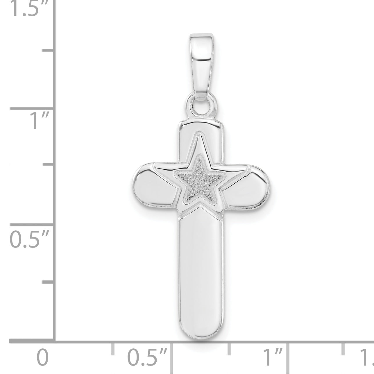 Sterling Silver Polished and Matte Finish Star Cross Pendant