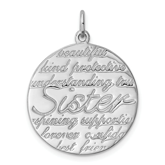 Sterling Silver Rhodium-plated Sister Pendant
