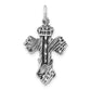 Sterling Silver Polished and Antiqued Cut-out Center Cross Pendant