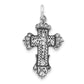 Sterling Silver Polished and Antiqued Cut-out Center Cross Pendant