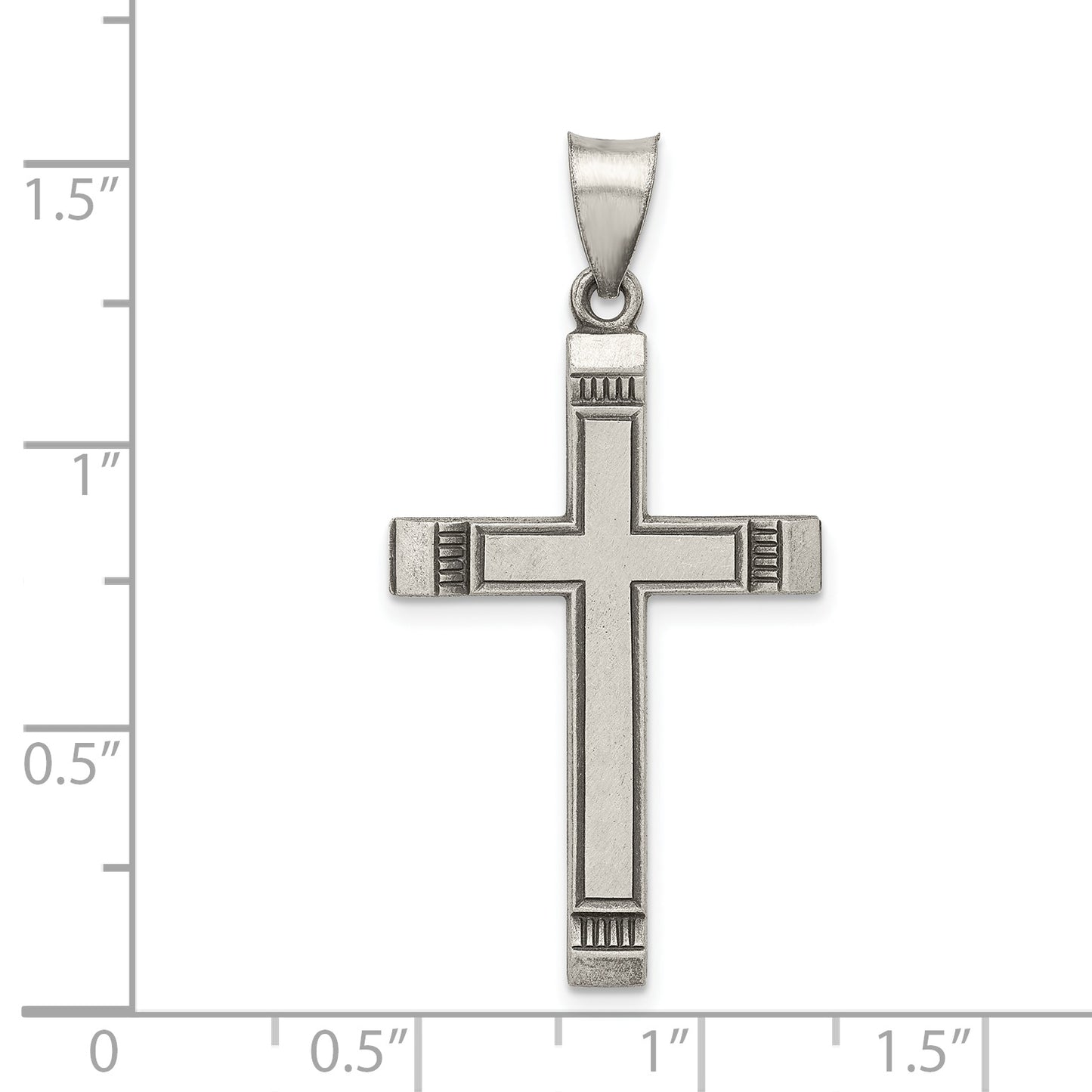 Sterling Silver Antiqued, Polished and Brushed Latin Cross Pendant