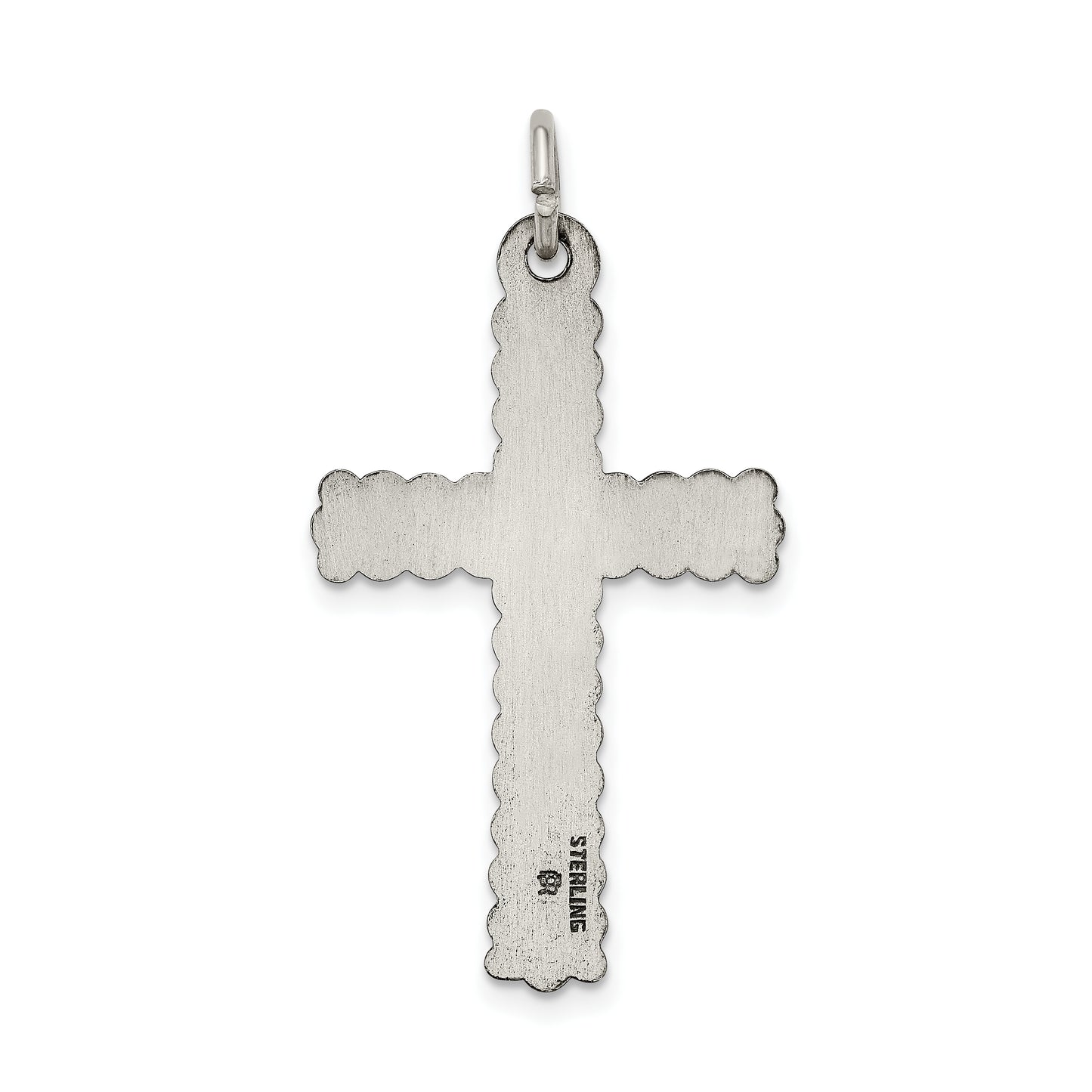Sterling Silver Antiqued, Textured and Brushed Latin Cross Pendant