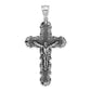 Sterling Silver Polished Antiqued and Textured Large Heart Crucifix Pendant