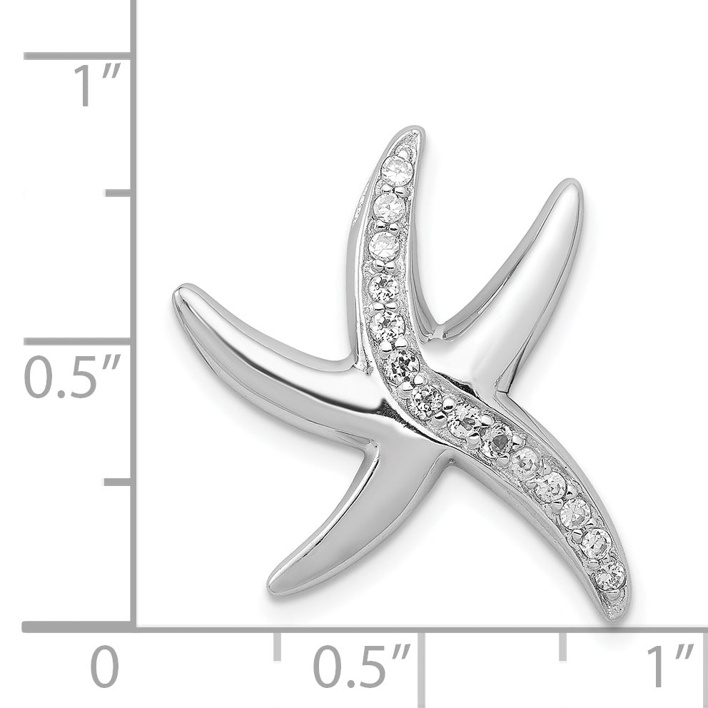 Sterling Silver Rhodium-plated CZ Polished Starfish Pendant