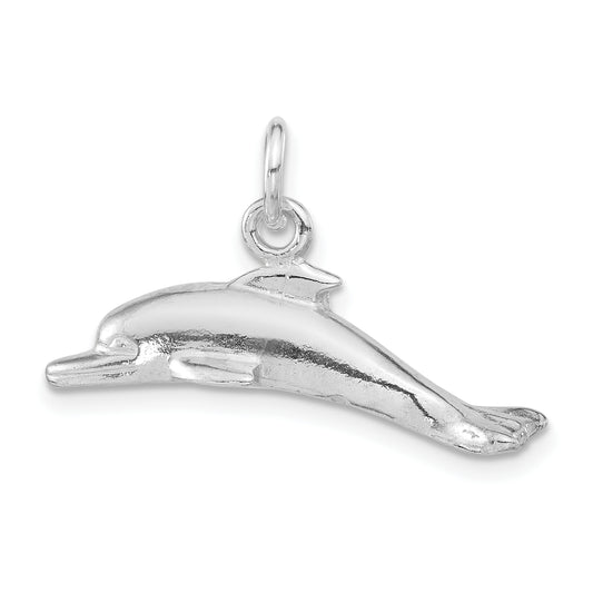 Sterling Silver Polished 3D Dolphin Pendant