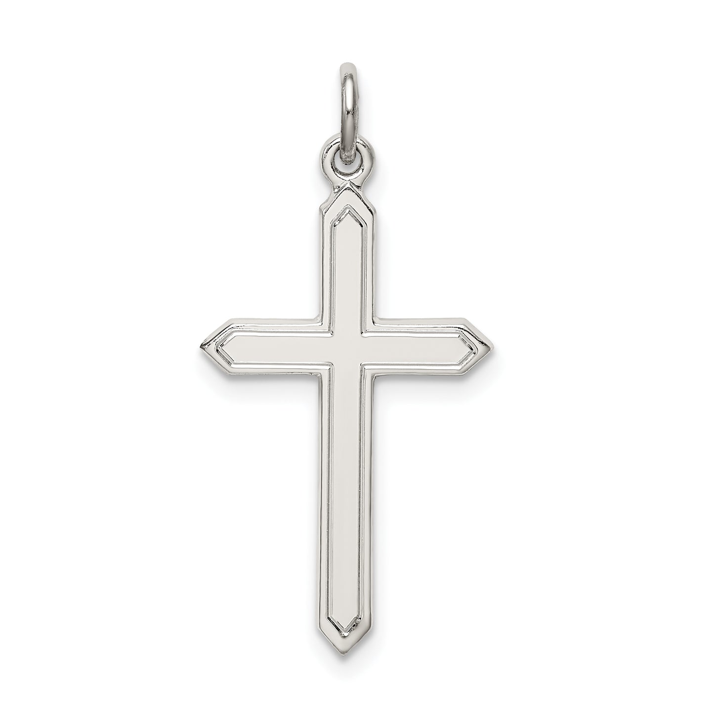 Sterling Silver Polished and Satin Cross Pendant