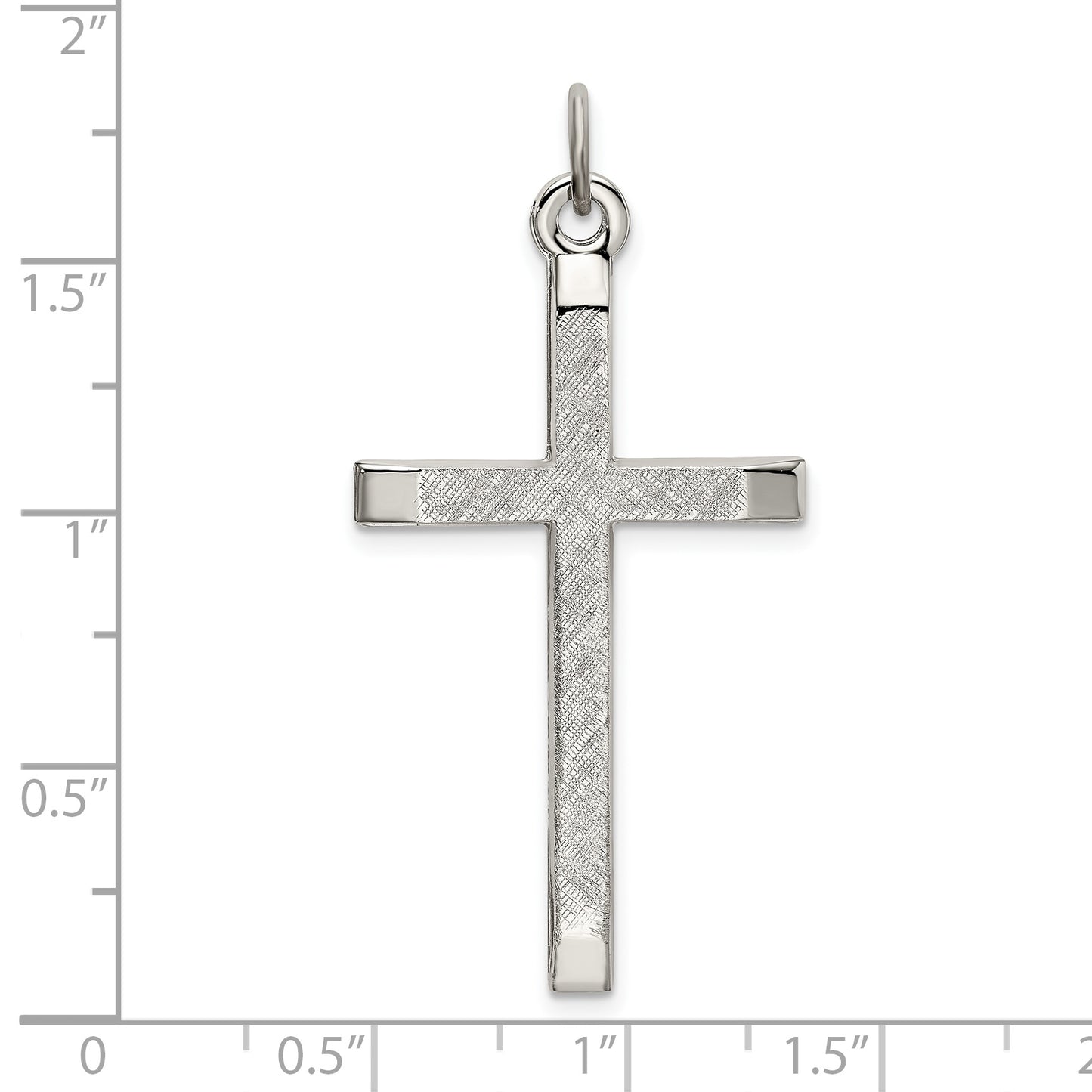 Sterling Silver Polished and Textured Cross Pendant