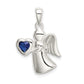 Sterling Silver Angel with Dark Blue CZ Heart Pendant