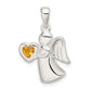 Sterling Silver Angel with Yellow CZ Heart Pendant
