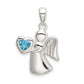 Sterling Silver Angel with Blue CZ Heart Pendant