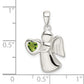 Sterling Silver Angel with Light Green CZ Heart Pendant