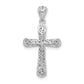 Sterling Silver Rhodium-plated Polished Angled Edge Hollow Cross Pendant