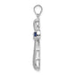 Sterling Silver Rhodium-plated CZ and Lab Cr. Blue Spinel Cross Pendant