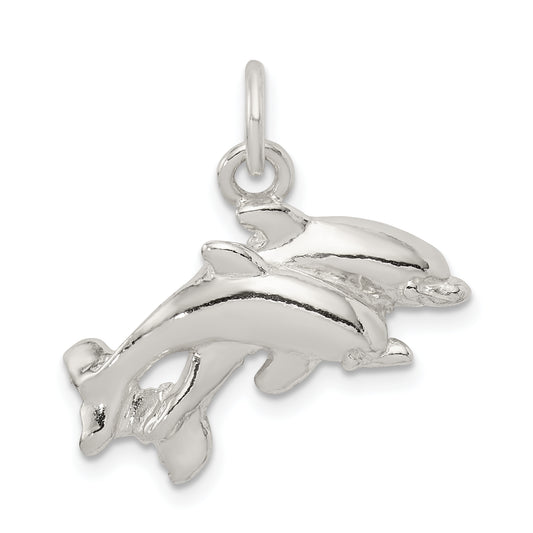 Sterling Silver Dolphins Charm