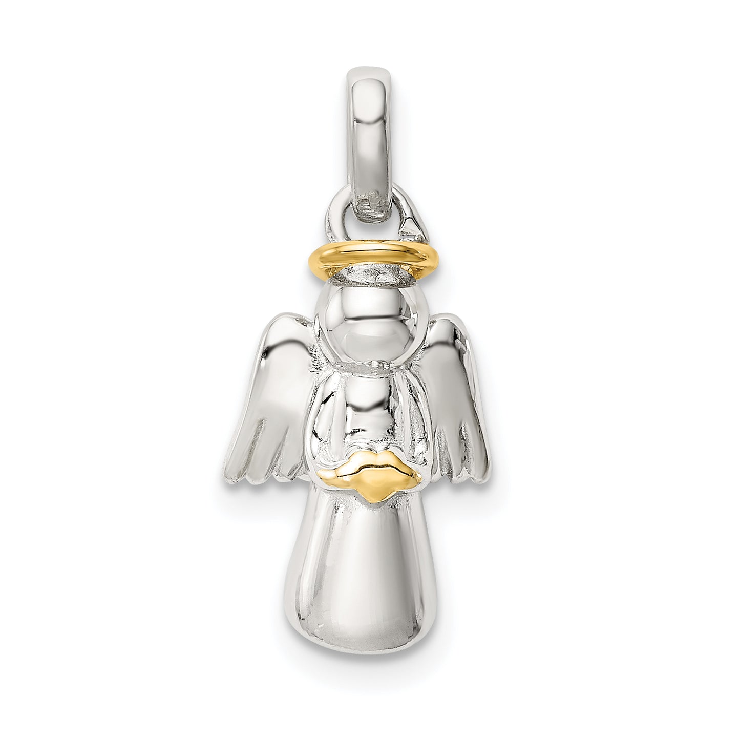 Sterling Silver Gold-plated Polished Angel Pendant