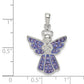 Sterling Silver Blue and White Preciosa Crystal Angel with Heart Pendant
