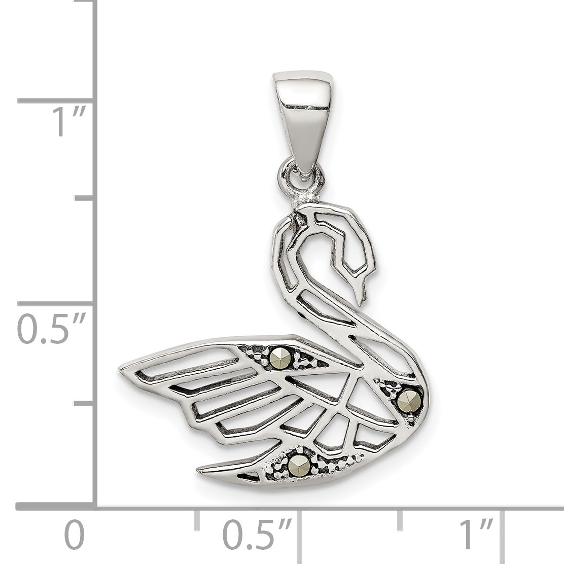 Sterling Silver Antiqued Marcasite Swan Pendant
