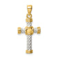Sterling Silver and Gold Tone Twisted Cross Pendant