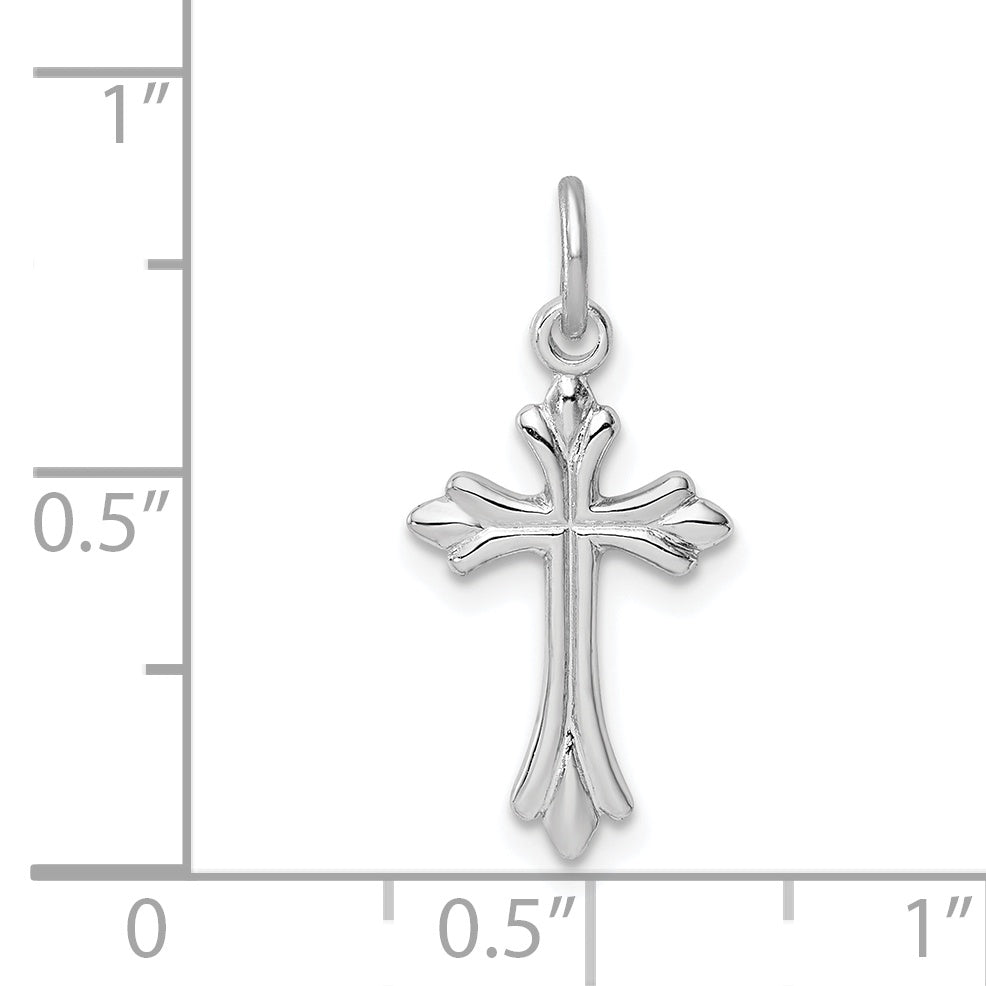 Sterling Silver Rhodium-plated Polished Cross Pendant