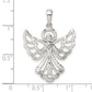 Sterling Silver Diamond and Diamond-cut Angel Pendant