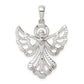 Sterling Silver Diamond and Diamond-cut Angel Pendant