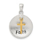 Sterling Silver and Gold Tone Antiqued and Brushed Cross Pendant